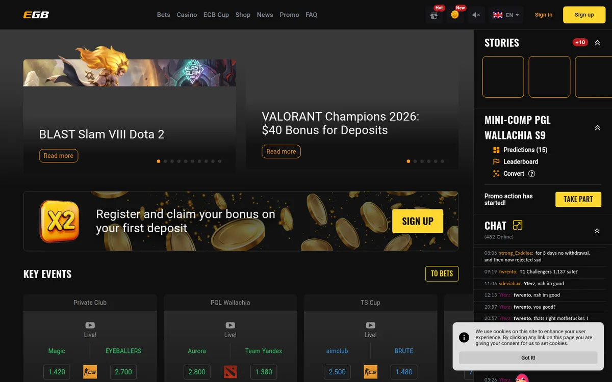 Screenshot: EGB.com homepage